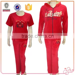 China Supplier Winter 3-piece Red Pretty Womens Sportswear Set thumbnail-1