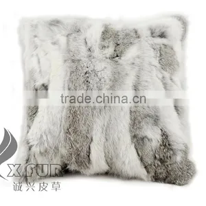 CX-D-17 40x40cm Europe Fashion Patchwork Rabbit Fur Cushions Home Decor Pillow thumbnail-1