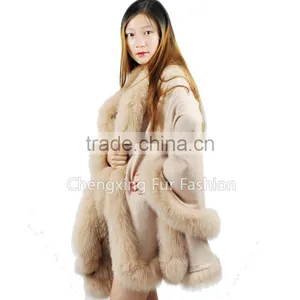 CX-B-P-24 Genuine Fox Fur Cashmere Shawl thumbnail-2