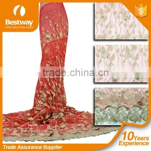 2015 Latest Bestway Lace Fabrics Embroidery Tulle Lace High Quality African French Lace for Fashion Party Dress thumbnail-5