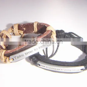 Leather Bracelets,leather Cuff,metal Charm Leather Bracelets,leather Souvenir,custom Token,promotion Gifts,leather Cord Bracelet thumbnail-1