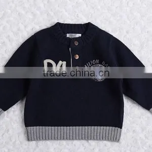Round Neck With Buttons Boys Pullover Sweater Factory Price thumbnail-2
