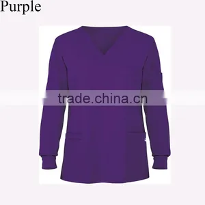 2016 New Arrival Medical Scrub Uniforms Long Sleeve Unisex Scrub Top thumbnail-2