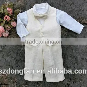 Cute Baby Boy Suit 3pcs Linen Ring Bearer Wear Shirts+Pants+Waistcoat thumbnail-4