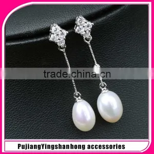 2015 Hot Sale Korean Long Seawater Pearl Earings Fashion Long Earrings for Girls thumbnail-1