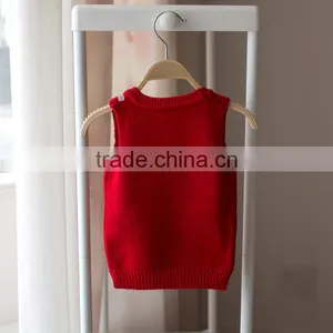 S32889W Kids Girls Knitted Vest Coat 2017 Cotton Cartoon Sweater Waistcoat Baby Girls Vest thumbnail-4