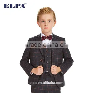 2016 Style ELPA NXB0071Dark Gray Plaid Three Pieces Boy Suits for Wedding /Show thumbnail-1