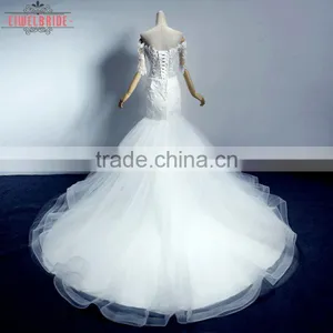2017 China Manufacturer Bride Wedding Dress White Appliques thumbnail-6