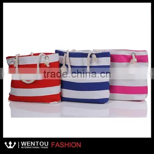 Hot Sale Canvas Stripe Beach Bag thumbnail-1