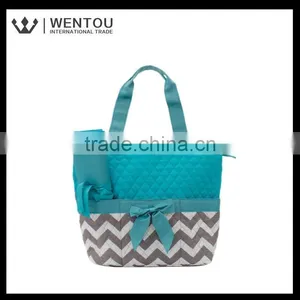 Cute Zig Zag Stripe Quilted Baby Diaper Bag thumbnail-1