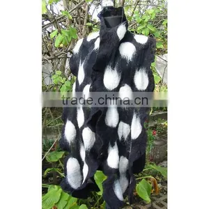 Felt Shawl,Nuno Felt Shawl,Felt Wrap Shawl,Merino Wool Shawl,Black Shawl,European Shawl, Wool Cape,Nuno Felt Capelet,Handmade thumbnail-3
