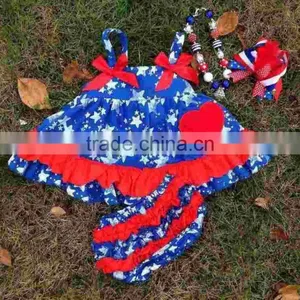 2015 Baby New July 4th Red Heart Swing Tops Swing Outfits With Matching Necklace and Headband thumbnail-1