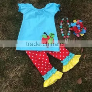 Girls Ruffle Capri Pants Sets Apple Girls Boutique Sets Kids Unique Pre Back to School Clothing Sets Baby Girls Clothing thumbnail-1