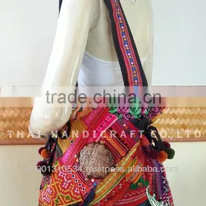 Thai Embroidered HMONG Hill Tribe Patchwork Fabric Tote Hand Bag thumbnail-1
