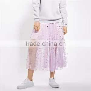 2017 OEM Summer Semi Perspective Tulle Flowy Skirts With Paillettes thumbnail-6
