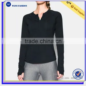 Back Mesh Half Zipper Reflective Collarless Long Sleeves Running t Shirt Women thumbnail-1
