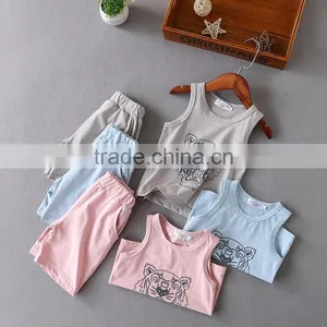 Wholesale Summer Cotton Printing Kids t Shirt With Pants Set thumbnail-1
