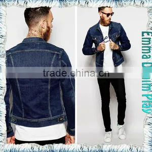 Fashion Long Sleeve Blue Denim Mens Skirts Casual Coat With Copper Button thumbnail-4