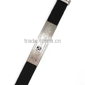 Promotional Black Rhombus 304 Stainless Steel Rubber Wristbands Silicone Bracelet thumbnail-3
