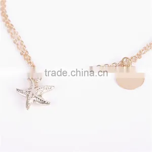 Gold Tone Starfish Sequined Charm Anklet Foot Chain thumbnail-3
