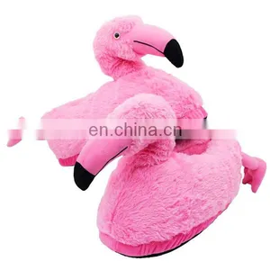 Beautiful Pink Plush Soft Flamingo Shoes 2017 Custom Cartoon Stuffed Plush Girl Flamingo Slippers thumbnail-4