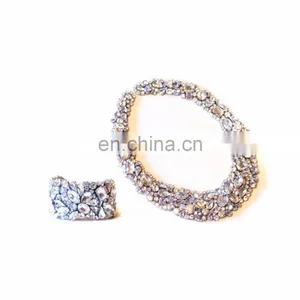 Aidocrystal Hot Sale Wedding Jewellery Set Handmade Rhinestone Multilayer Necklace Bracelet Set thumbnail-1