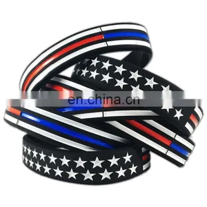 Hot Selling One Inch American Flag Silicone Wristbands for USA thumbnail-1
