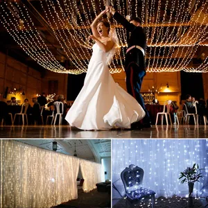 220V/110V LED Curtain String 3x3m 6x3m LED Icicle String Light Holiday Wedding Party Christmas Decoration Garland Lights thumbnail-3