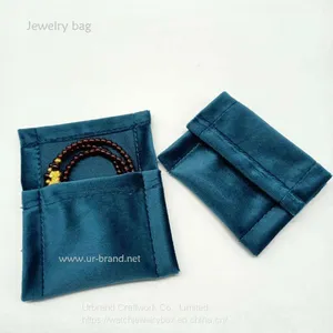 Custom Silver Gold Logo Earring Necklace Bracelet Watch Jewelry Envelope Velvet Pouch With Button thumbnail-2