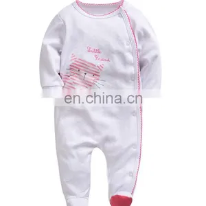 2017 Wholesale Autumn Winter Newborn Baby Clothes Soft Cotton Long Sleeve Toddler Baby Romper With Foot thumbnail-3