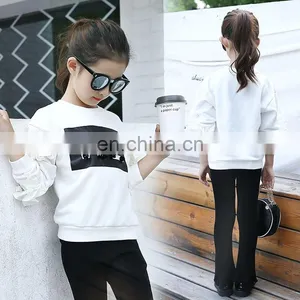 Teenager Girls White Sweater Long Sleeves Black Ruffle Sleeves Shirt for Fall Kids Girls Fashion Casual Top 5-9years thumbnail-4