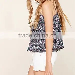 Girls Cool Summer Tops 2016 Floral Print Adjustable Strap Cami thumbnail-2