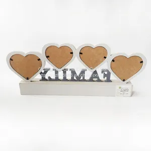 Custom 4cps White Heart Shaped Photo Frame Wooden Desktop Ornament thumbnail-2
