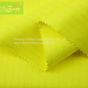 350gsm CVC60/39/1 FR AST Water Repellent Hi-Vis Fluorescent Yellow Fabric Flame-retardant Hi-vis Yellow Fabric thumbnail-1