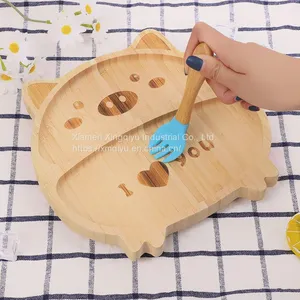 Toddler Feeding Divided Plate Bamboo Plates Baby Kids Bamboo Suction Plate thumbnail-5