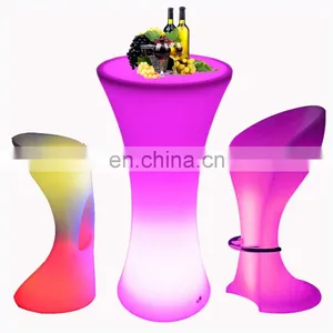 Coffee Shop Hotel Led Bar Furniture Cocktail Tables and Chairs Modern Night Club Furniture Led Light Bar Table thumbnail-1