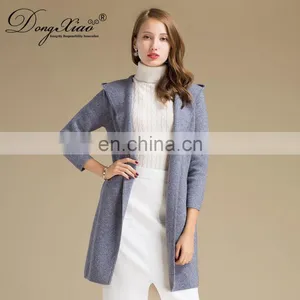 Casual Vintage Women's Winter Coat Custom Knitted Pure Cashmere Cardigan With Hood Winter Sweater thumbnail-3