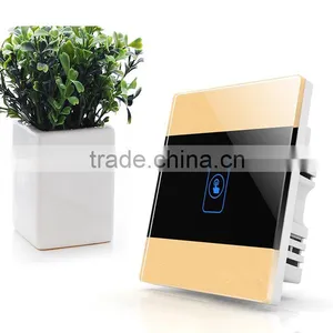 Gold 1Gang Crystal Glass Panel Touch Smart Home Wall Switch thumbnail-1