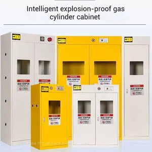Gas Cylinder Security Enclosure for Vocational School, Safety Storage Cabinet With Flip-down Loading Ramp & Secure Lock for Industrial Training thumbnail-2