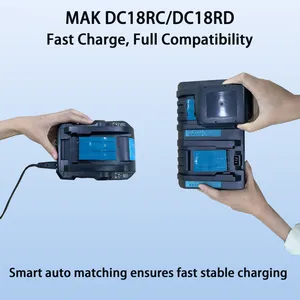 DC18RC High Speed Charger, 7.2-18V 3A 54W Max Replacement for MAK Hammer Drill,Impact Driver and Chain Saw Battery thumbnail-3