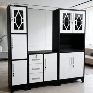 Marble Transfer Print Kitchen Cabinet Metal Knock‑down Storage Cabinet thumbnail-5