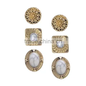 Fashion White Marble Stone Simple Gold Earring Designs for Women thumbnail-1