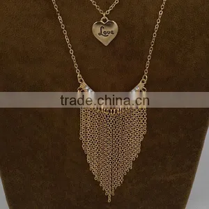 New 3 Strands Y Shape Gold Chain Choker Bib Statement Tassel Necklace Designs thumbnail-2