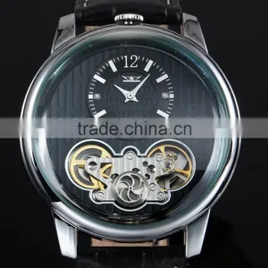 Men Watch Leather Fashion Brand Watches Feather Skeleton Dress Watches ZB005 thumbnail-3