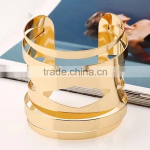 Simple Alloy Silver/Gold Plated Geometric Female Personality Metal Bangles thumbnail-3