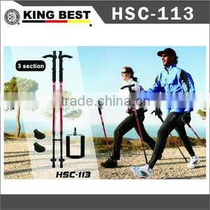 KING BEST New Carbon Trekking Pole With Phone Holder 3-SECTION Adjustable Nordic Walking Poles Mountaineering Stick thumbnail-2