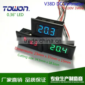 V38D 0.36" Mini Digital DC Voltmeter DC 0-100V Digital LED Voltmeter Red Green and Blue Available thumbnail-1