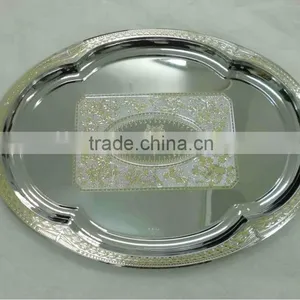 High Quality Hot Selling Stainless Steel Art Craft Silver Tray/serving Tray/round Plate thumbnail-1