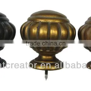Bronze/Gold Leaf/Mahogany Fluted Ball Finials Curtain Accessories thumbnail-1