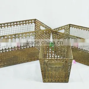 Shabby Chic Wire Storage Basket for Garden Planter thumbnail-1